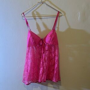 Vibrant Pink Lace Chemise